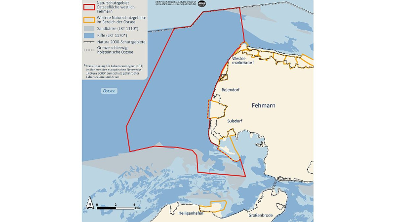 Karte des Naturschutzgebiets Ostseefläche westlich Fehmarn